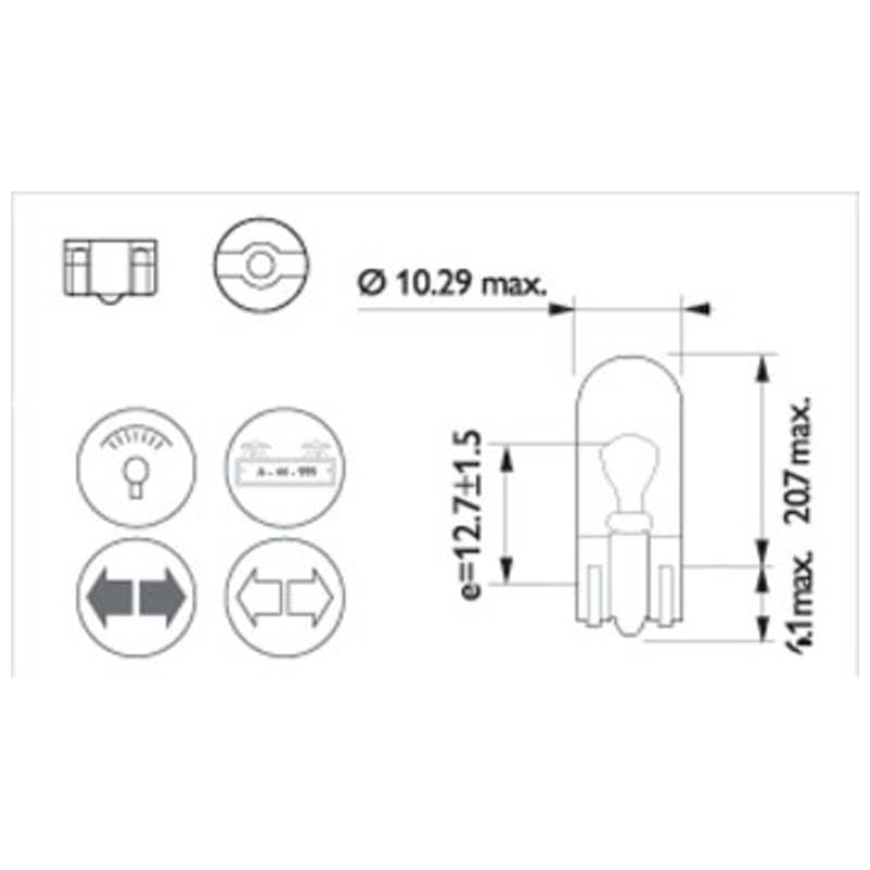 Bild von Glassockelbirne Philips T10 12V/5W, klar